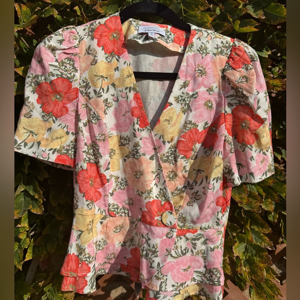 & Other Stories Puff Sleeve Peplum Top